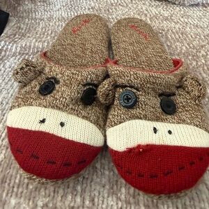 Christian Nick & Nora Sock Monkey slippers Size L (8-9)